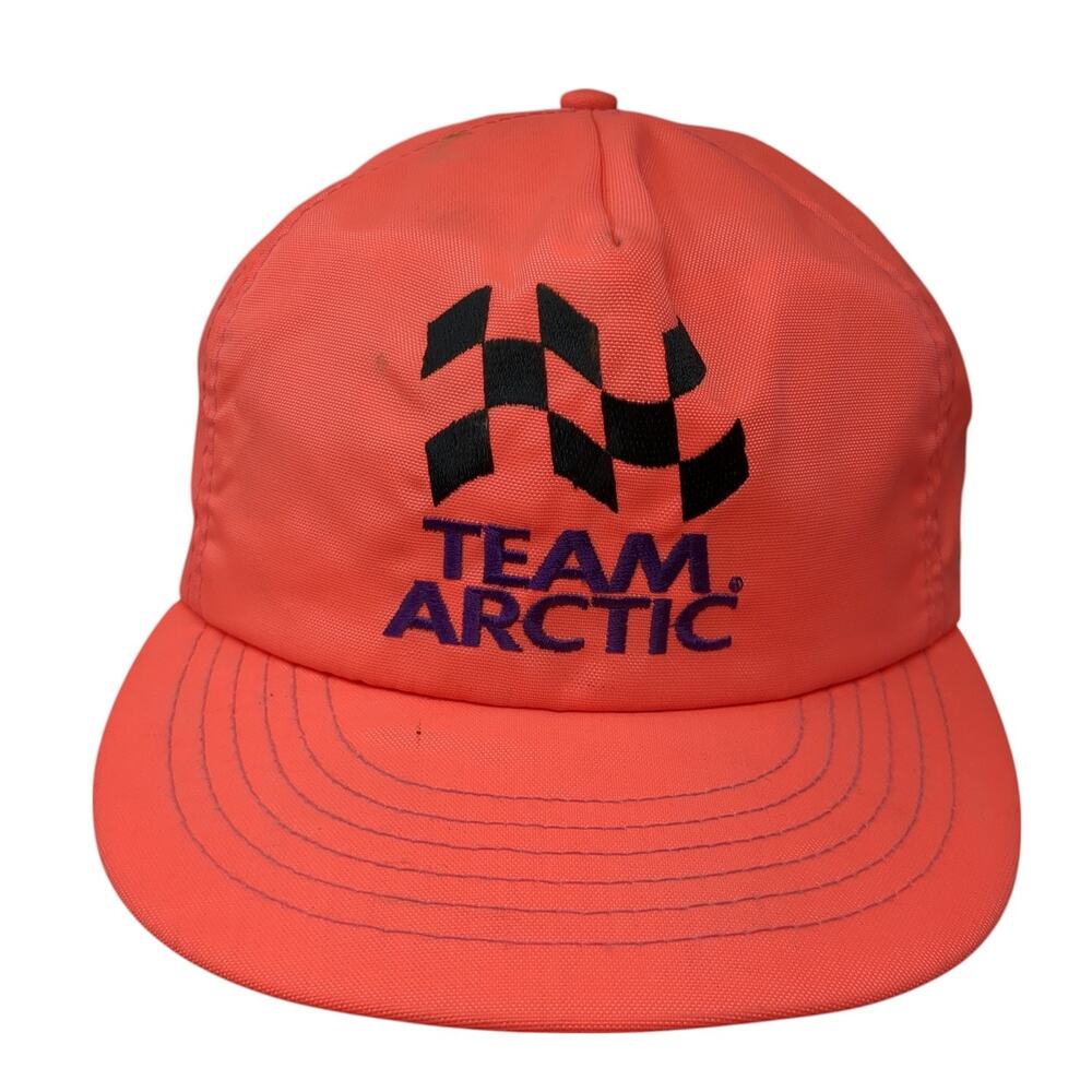 Team Arctic Wear Snapback Hat Pink One Size Solid Vent Holes Vintage USA